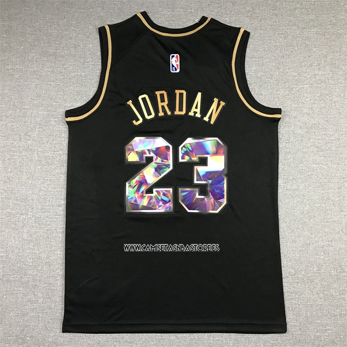 Michael Jordan NO 23 Camiseta Chicago Bulls Golden Edition 2021-22 Negro